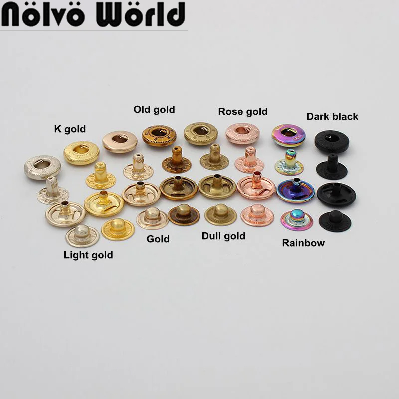 Snap Fastener Set - 20-100 conjuntos arco-íris 12mm 10 cores