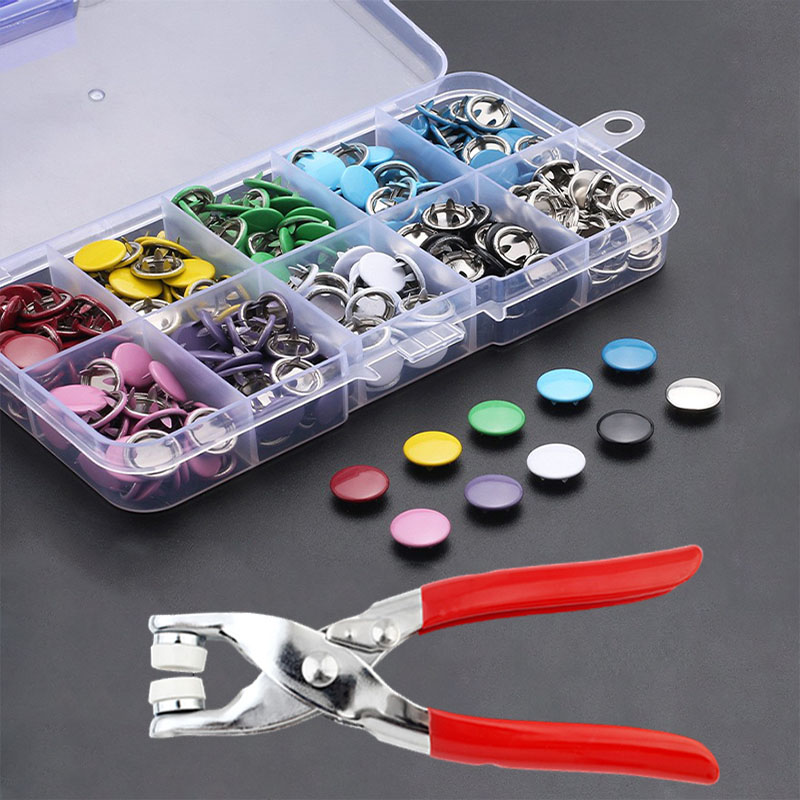 Snap Fastener Set - 50/100 metal prong snap botão oco