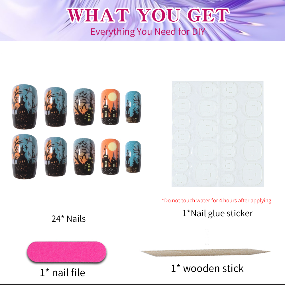 24 Peças, Unhas Postiças Curta - Cosplay Bat Prop avaliação e preço