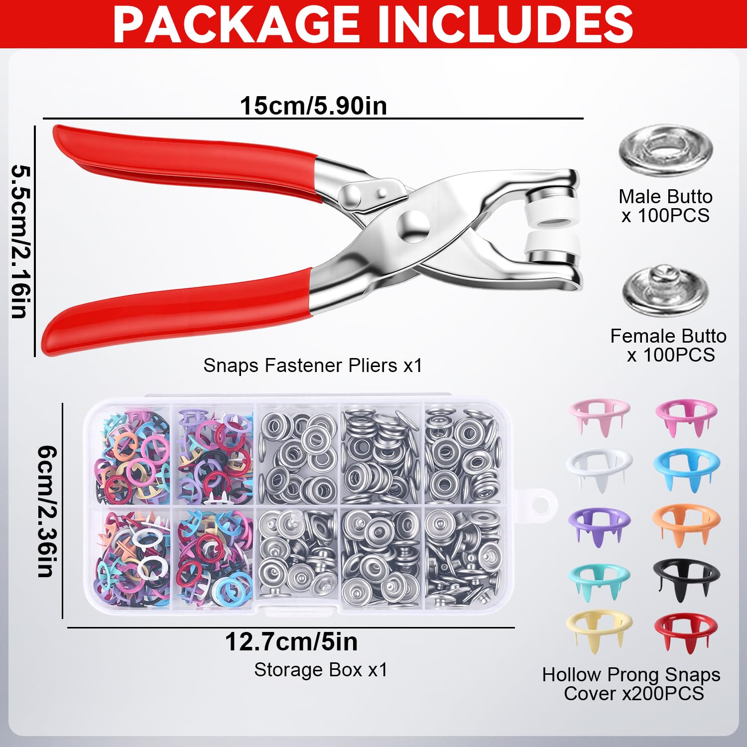 Kit de Costura com 100 Botões  - Snap Fastener Set avaliação e preço