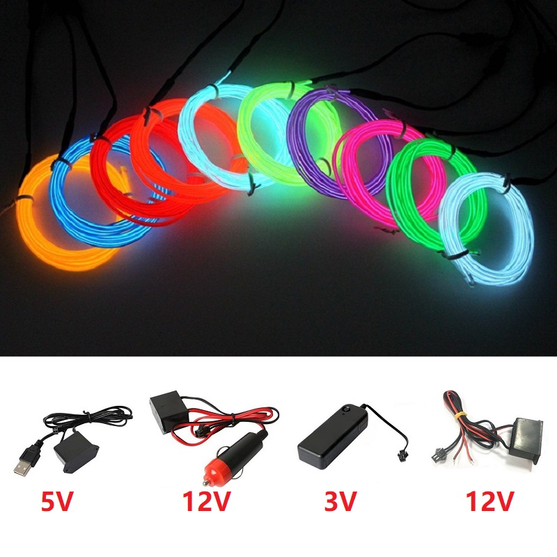 10m/5m/3m/1m 3v bateria 5v usb - Led El Wire avaliação e preço